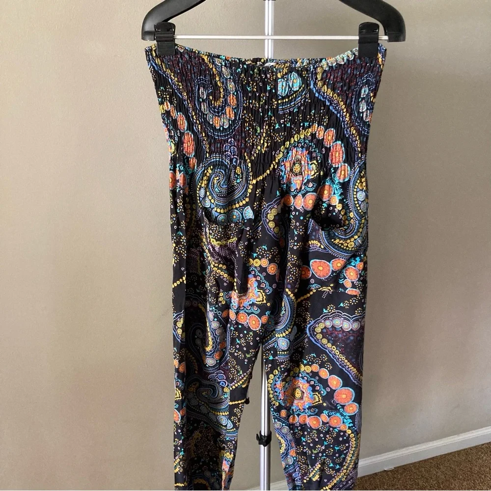 **GIVEAWAY** Paisley Print Bali Yoga Pants with Shirred Waist Size L Boho - Picture 14 of 14